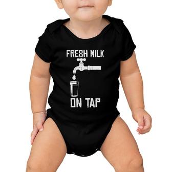 Womens Milk On Tap Breastfeeding Funny Motherhood Mama New Mom Gift Baby Onesie | Mazezy