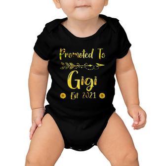 Womens Promoted To Gigi Est 2021 First Time Mom Sunflower Baby Onesie | Mazezy