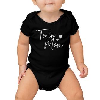 Womens Twin Mom Hearts V Neck Baby Onesie | Mazezy