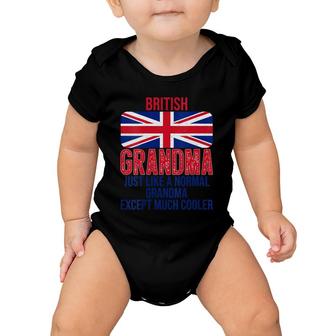 Womens Vintage British Grandma United Kingdom Flag For Mother's Day V-Neck Baby Onesie | Mazezy