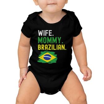 Womens Wife Mommy Brazilian Brazil Flag Mom Mother's Day Baby Onesie | Mazezy
