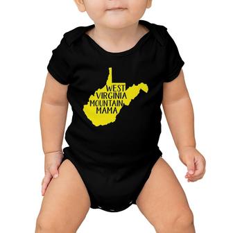 Wv Mountain Mama Blue And Gold Crew Neck Baby Onesie | Mazezy