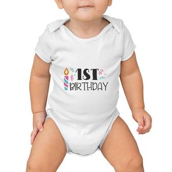 1St Birthday Candles Birthday Cute Gift Party Baby Onesie - Seseable