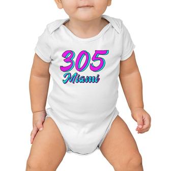 305 Miami Dade County South Beach Pink & Blue Deco Retro Tank Top Baby Onesie | Mazezy