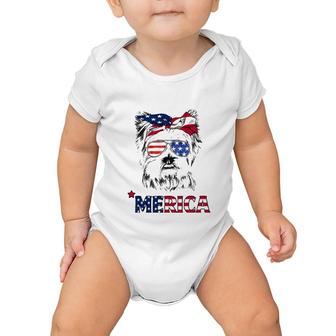 American Flag Yorkshire Terrier Yorkie Mom 4Th Of July Baby Onesie | Mazezy