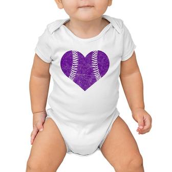 Baseball Heart Softball Mom Matching Team Gift Purple Baby Onesie | Mazezy
