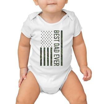 Best Dad Ever American Us Camouflage Flag Gift For Father Baby Onesie | Mazezy