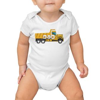 Best Dad Yellow Construction Trucks Baby Onesie | Mazezy