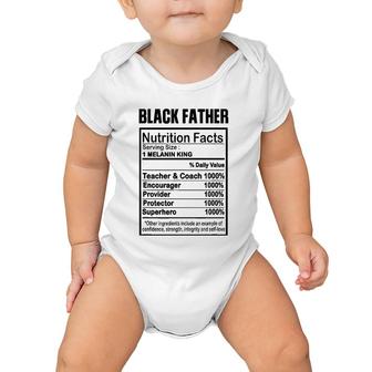 Black Father Nutrition Facts Melanin King Baby Onesie | Mazezy