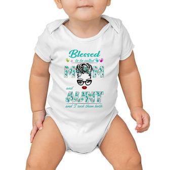 Blessed To Be Called Mom And Aunt Messy Bun Flower Floral Baby Onesie | Mazezy