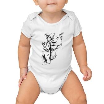 Cute Wilde Lion Mother With Cub Baby Onesie | Mazezy