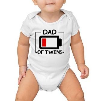 Dad Of Twins Low Battery Tired Twins Dad Baby Onesie | Mazezy