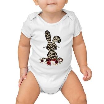 Easter Cute Gift For Her Mom Teen Girls Wife Leopard Bunny Baby Onesie | Mazezy