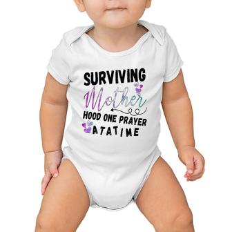 Funny Surviving Motherhood One Prayer At A Time Gift Mother's Day Baby Onesie | Mazezy