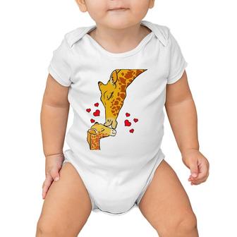 Giraffe Kissing Baby Africa Zoo Heart Mothers Day Gift Baby Onesie | Mazezy
