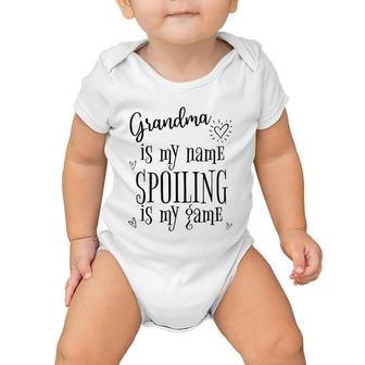 Grandma Gift Grandma Is My Name Spoiling Is My Game Hearts Baby Onesie | Mazezy