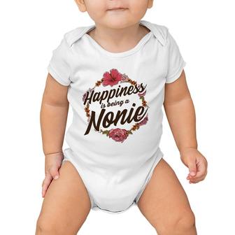 Happiness Is Being A Nonie Cute Floral Mother's Day Gift Baby Onesie | Mazezy