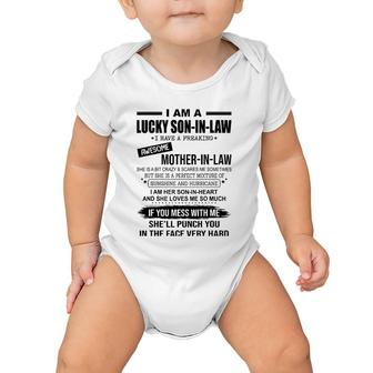 I Am A Lucky Son In Law I Have Freaking Mother In Law Baby Onesie | Mazezy