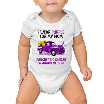 I Wear Purple For My Mom Pancreatic Cancer Awareness 98 Ver2 Baby Onesie | Mazezy