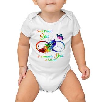 I'm A Proud Son Of A Wonderful Dad In Heaven 95 Father's Day Baby Onesie | Mazezy