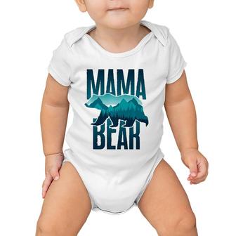 Mama Bear With Mountain And Forest Silhouette Baby Onesie | Mazezy