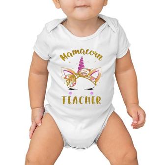 Mamacorn Teacher Mama Mom Unicorn Face Bandana For Mother's Day Ver1 Ver2 Baby Onesie | Mazezy