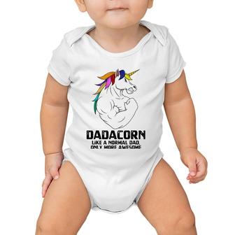 Mens Dadacorn Muscle Dad Unicorn Father's Day Funny Gift Baby Onesie | Mazezy