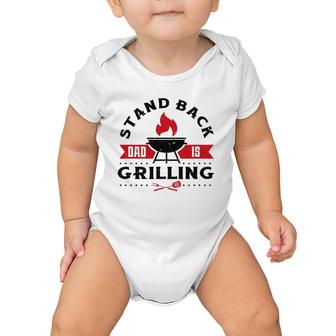 Mens Funny Bbq Smoker Stand Back Dad Is Grilling Fathers Day Baby Onesie | Mazezy