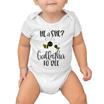 Mens Godfather What Will It Bee Gender Reveal He Or She Tee Baby Onesie | Mazezy