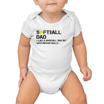 Mens Softball Dad Like A Baseball But With Bigger Balls Father's Baby Onesie | Mazezy