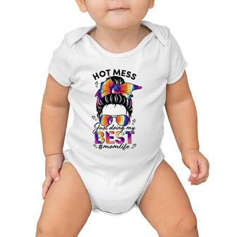 Messy Bun Hot Mom Just Doing My Best Funny Mama Life Baby Onesie | Mazezy