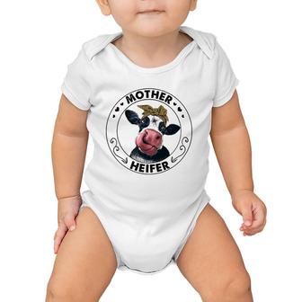 Mother Heifer Farmer Poultry Farm Cute Cow Mom Mommy Lover Baby Onesie | Mazezy