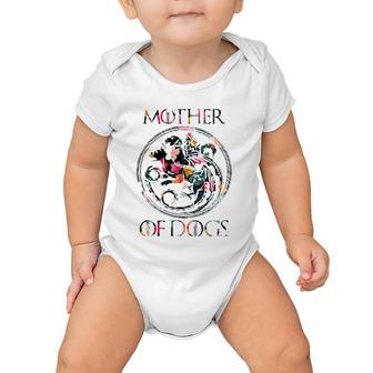 Mother Of Dogs Mom Sarcastic Novelty Floral - Funny Dog Lover Gift Baby Onesie | Mazezy