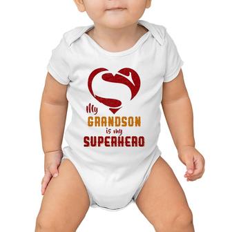 My Grandson Is Superhero Gift Mother Father Day Baby Onesie | Mazezy