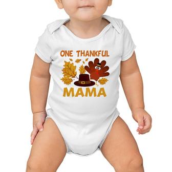 One Thankful Mama Autumn Fall Turkey Thanksgiving Baby Onesie | Mazezy