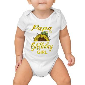 Papa Of The Birthday Girl Dad Sunflower Baby Onesie | Mazezy