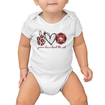 Peace Love Back The Red Proud Firefighter Fireman Mom Wife Baby Onesie | Mazezy