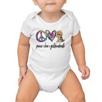 Peace Love Goldendoodle Tie Dye Dog Lover Mother's Day Baby Onesie | Mazezy