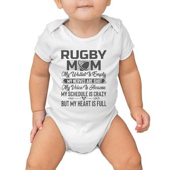 Rugby Mom My Wallet Is Empty But My Heart Is Full Baby Onesie | Mazezy