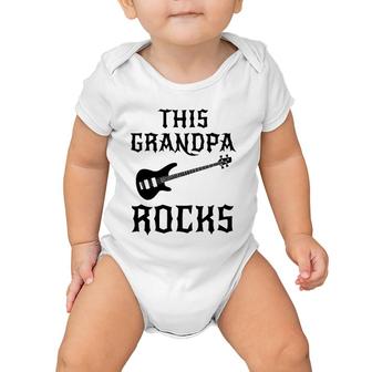 This Grandpa Rocks Father's Day Birthday Guitar Gift Baby Onesie | Mazezy