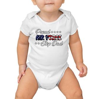 Us Flag Bold Proud Air Force Step Dad Baby Onesie | Mazezy