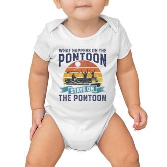 What Happens On The Pontoon Boat Funny Boating Gift For Dad Baby Onesie | Mazezy
