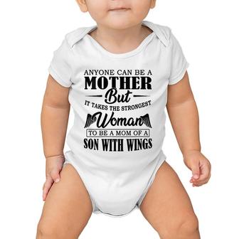 Womens Anyone Can Be A Mother But It Takes The Strongest Woman To V-Neck Baby Onesie | Mazezy