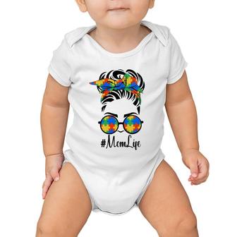 Womens Autism Awareness Mom Life Autistic Mother Support Kids V-Neck Baby Onesie | Mazezy