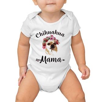 Womens Cute Chihuahua Mama Flower Tee Dog Lover Gifts Baby Onesie | Mazezy