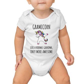 Womens Gramicorn Like A Grandma Only Awesome Dabbing Unicorn Gift V-Neck Baby Onesie | Mazezy
