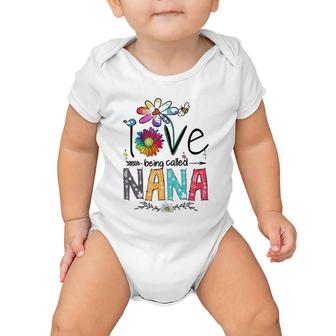 Womens I Love Being Called Nana Daisy Flower Cute Mother's Day V-Neck Baby Onesie | Mazezy