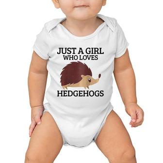 Womens Just A Girl Who Loves Hedgehogs Hedgehog Mom Funny Cute Gift Raglan Baseball Tee Baby Onesie | Mazezy