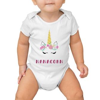 Womens Kawaii Floral Nanacorn Unicorn Lover Grandmother Abuela Baby Onesie | Mazezy