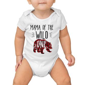 Womens Mama Of The Wild One Buffalo Plaid Lumberjack 1St Birthday Baby Onesie | Mazezy